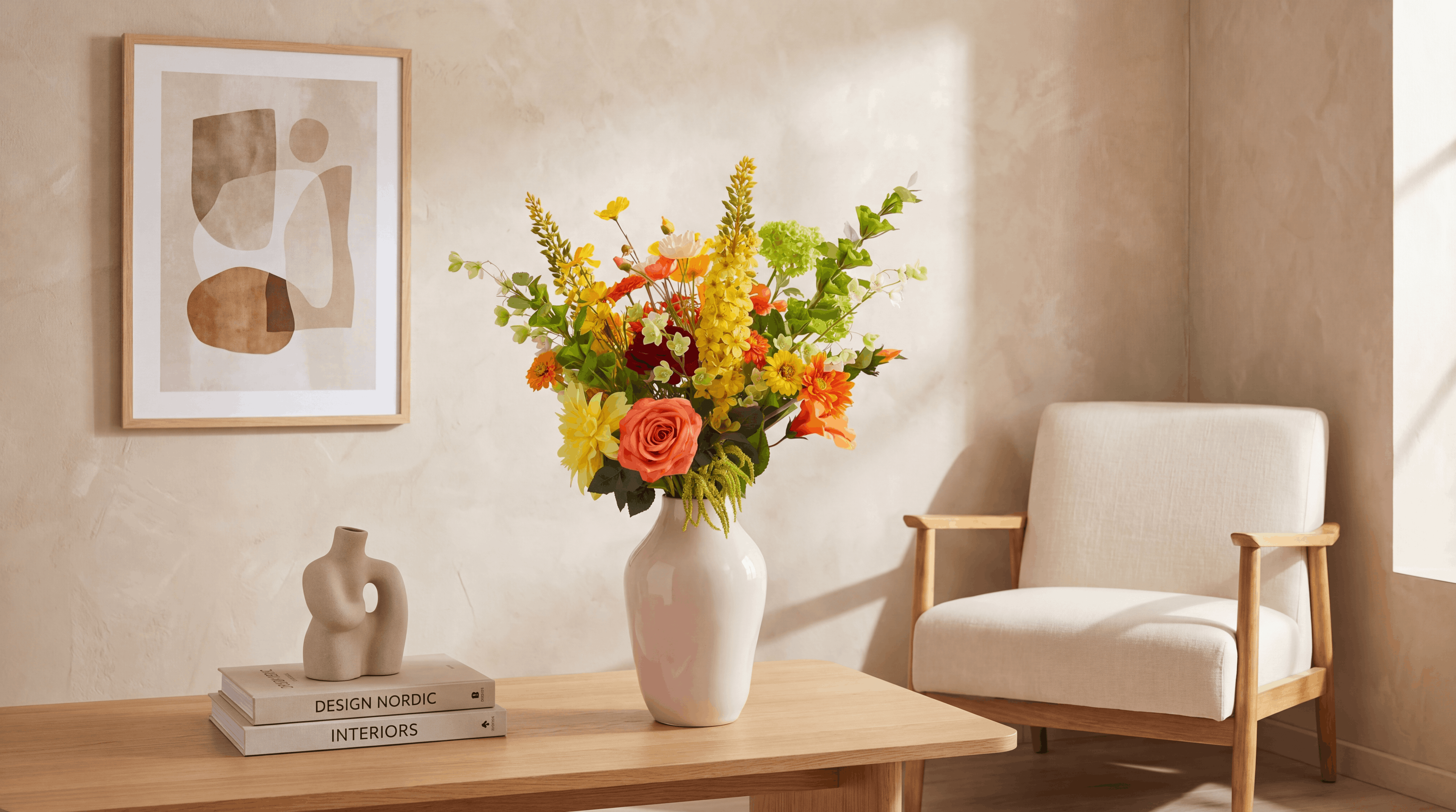 Bloomingly kunstbloemen en kunstplanten in stijlvol interieur