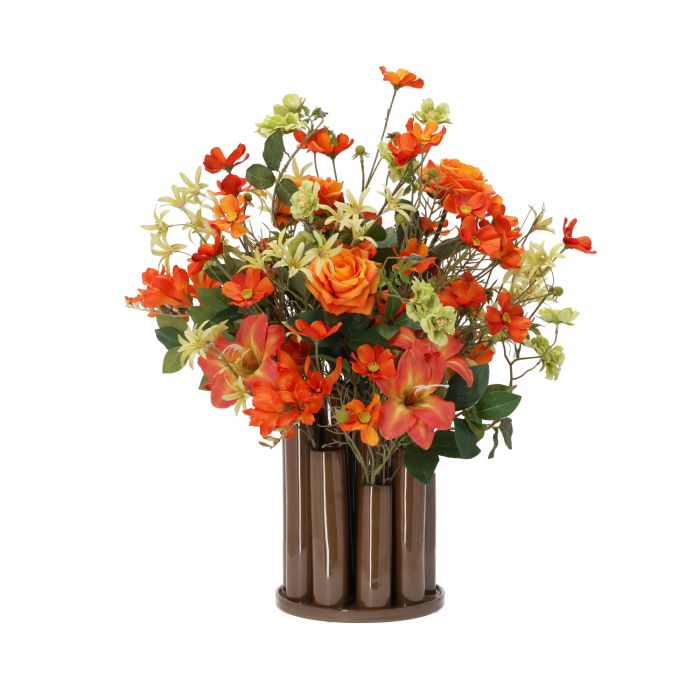 Kunstboeket Monaco 55 cm oranje in Twist en Tube vaas