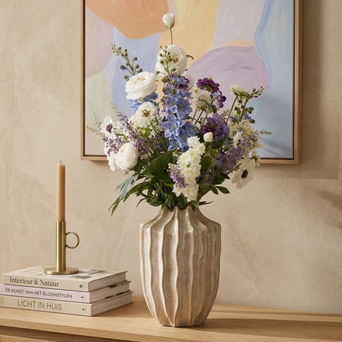 Kunstboeket Manon detail lavendel en rozen