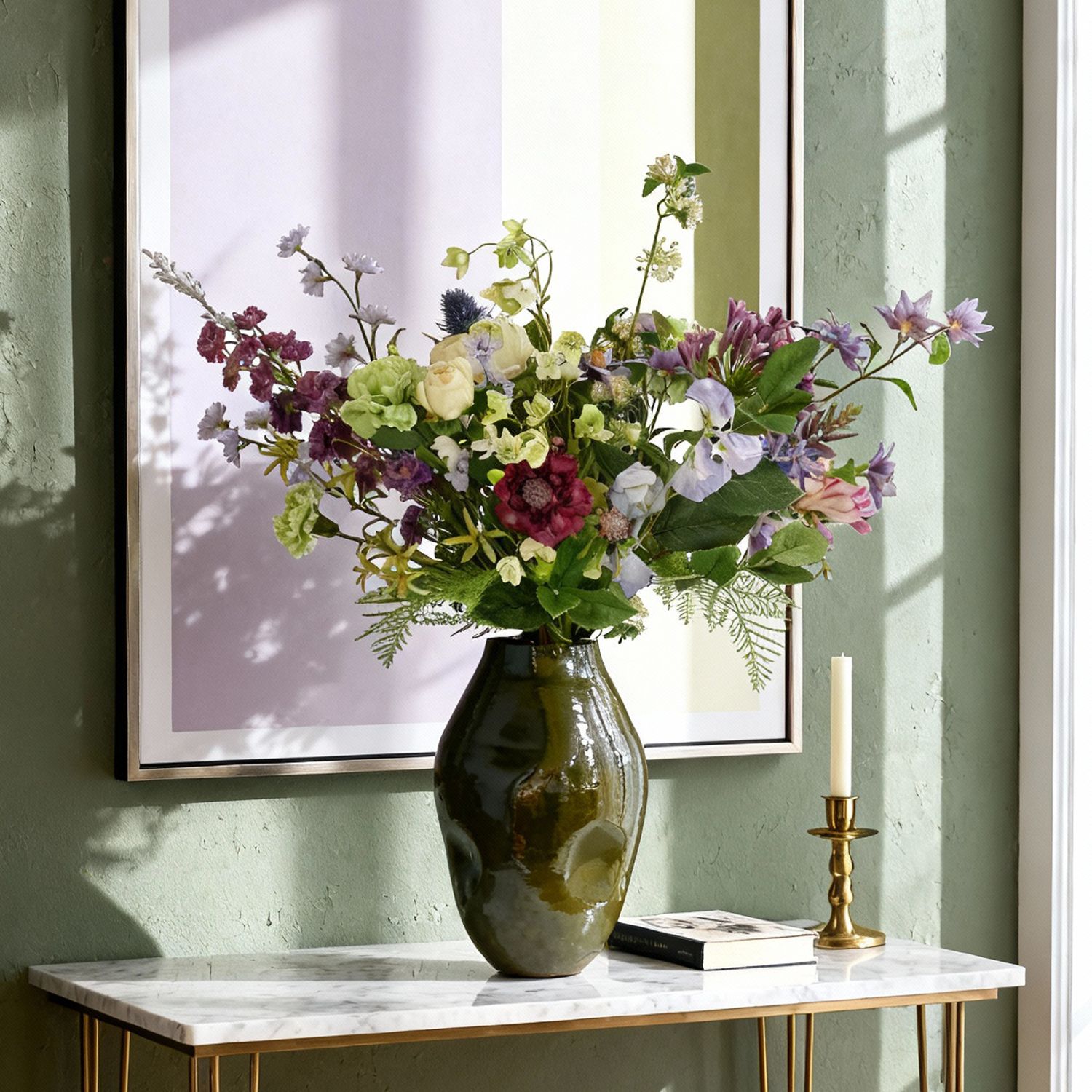 Kunstboeket Violet detail bloemen