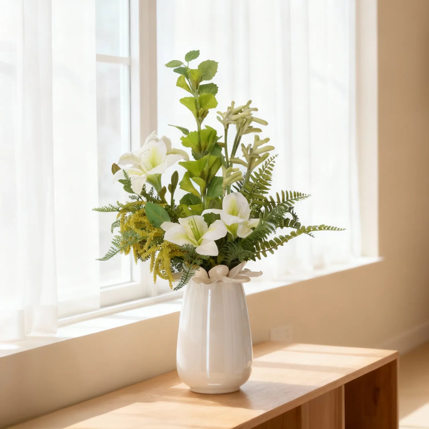 Kunstboeket Vivienne wit detail amaryllis