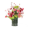 Kunstboeket Joyce 65 cm roze-groen in Twisted Tube vaas